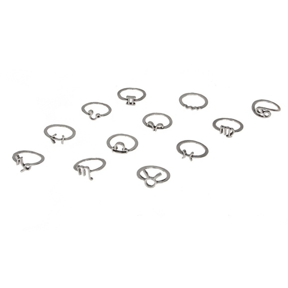 **BRYNN* 12-Pc Silver Zodiac Sign Fashion Ring Set - Picture 5 of 6